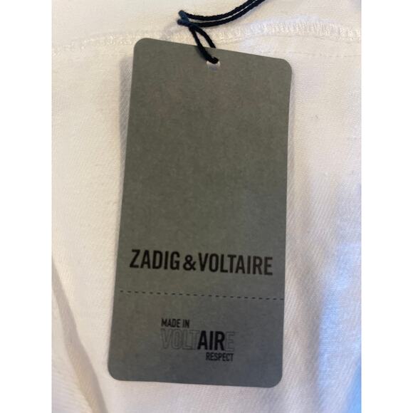NWT: Zadig & Voltaire Kaely Destroy Denim Jacket in White Size L - Picture 8 of 15